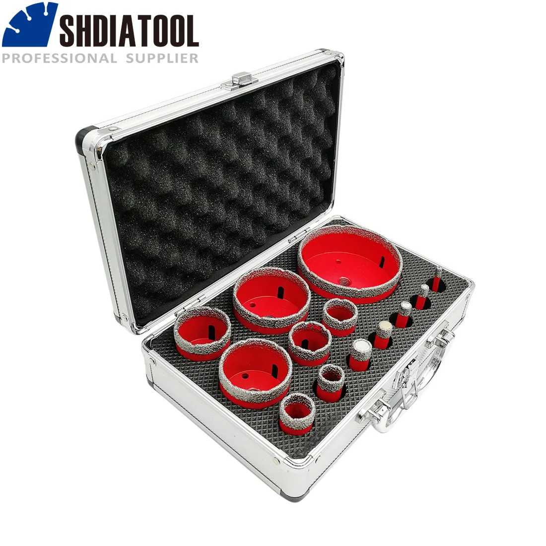 SHDIATOOL-진공 납땜 다이아몬드 드릴 코어 비트 1pk/13 개 상자 M14 나사 구멍 톱 도구, 세라믹 타일 벽돌 화강암 대리석