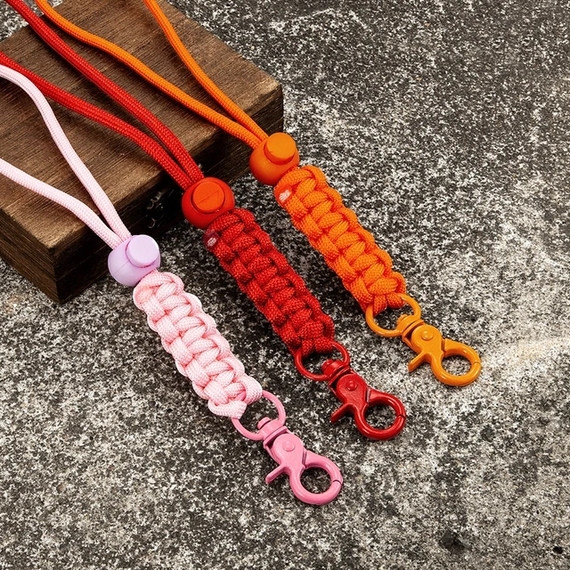 MKENDN Outdoor Rock Climbing Colorful Paracord Flat Knot Keychain