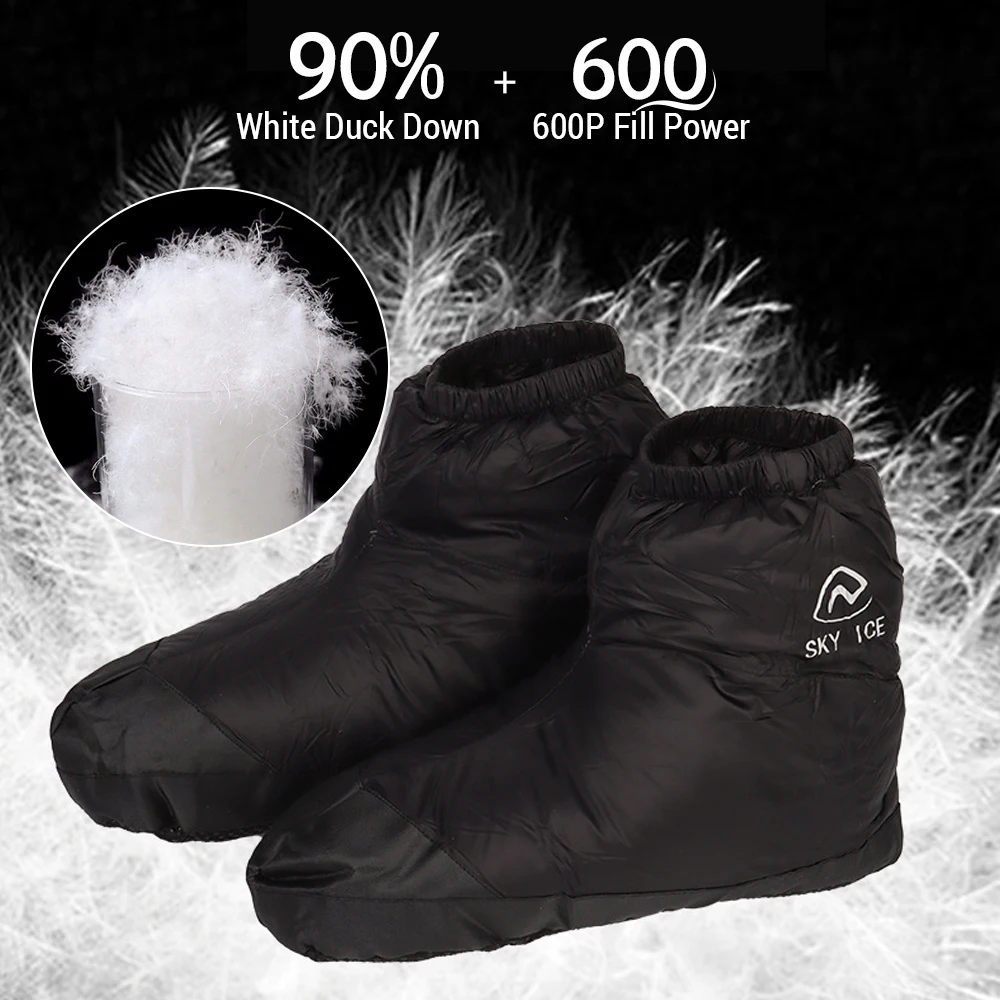 Waterproof Down Slipper Boots Winter Lightweight Down Socks Stuffed Booties Feet Covers for Indoor and Outdoor Activities