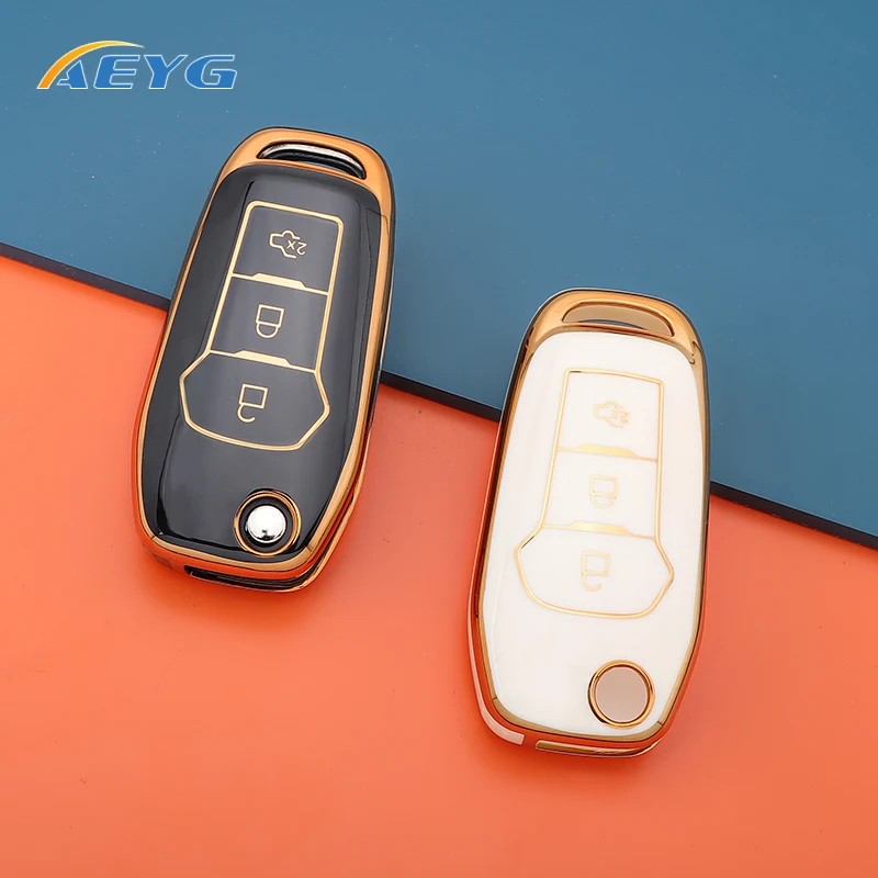 

Soft TPU Car Remote Key Case Cover Shell For Ford Fusion Fiesta Escort Mondeo Everest Ranger 3 Buttons