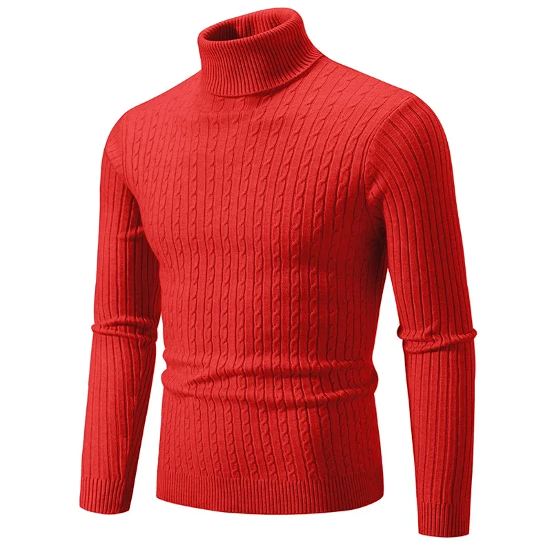 New Men's Turtleneck Casual Men's Knitted Sweater Warm Fitness Men's Pullover Top Fried Street Homestay Men's Pullover Casual