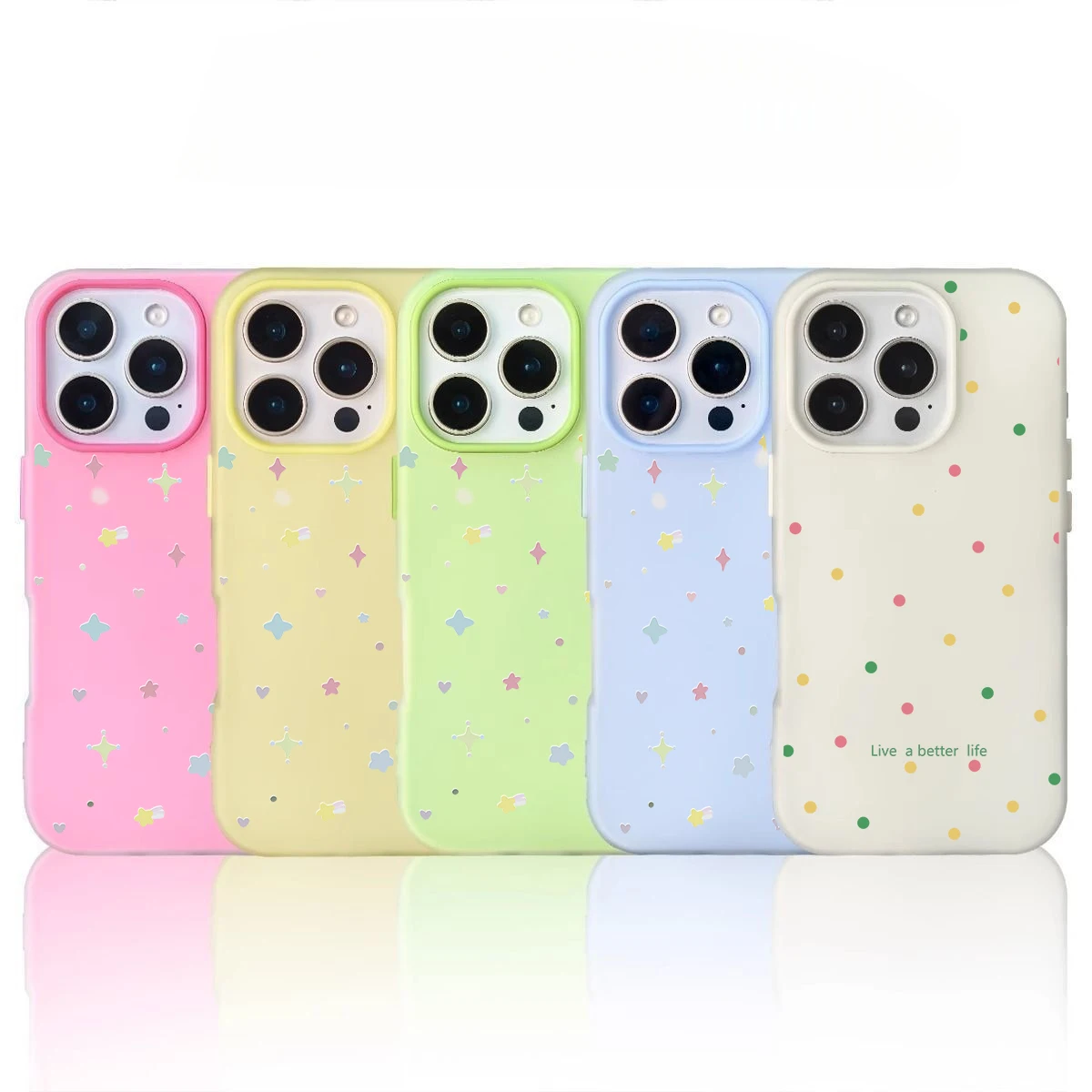 Cute Colorful Star Clear 2-in-1 Phone Case Cover