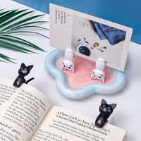 16/2PCS Food Bag Sealing Clips Cartoon Cat Portable Plastic Snack Clamp Towel Note Picture Fixed Clip Home Kitchen Storage Clamp 2