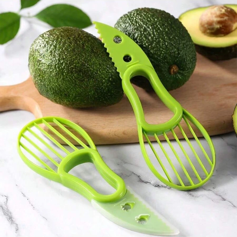 3 In 1 Multi-Function Avocado Peeler Pulp Separator Plastic Orange Kiwi Fruit Peeler Knife Cutter Household Kitchen Accessories