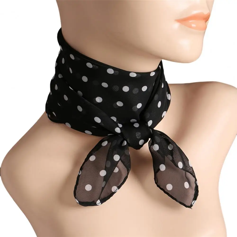 Women Fashion Chiffon polka Dot Scarf Thin Breathable Lightweight Lady Head Neck Square Scarf Ties Bands Neckerchief Shawls 3