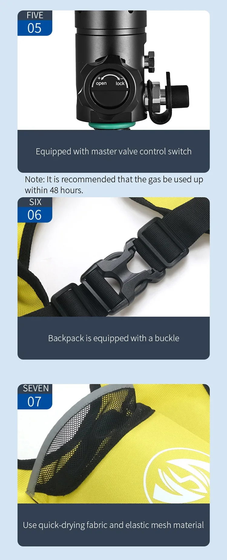 Scuba Diving Tank Portable 2L Diving Tube Oxygen for Underwater Exploration Emer