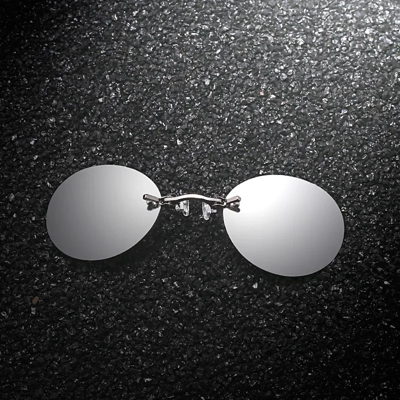 Fashion Clip On Nose Sunglasses Men Vintage Mini Round Sun Glasses Hacker Empire Matrix Rimless Sunglasses UV400