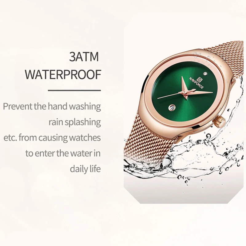 Watches for Women NAVIFORCE Fashion Ladies Quartz Date Wristwatch Luxury Waterproof Mesh Steel Strap Female Bracelet Reloj Mujer