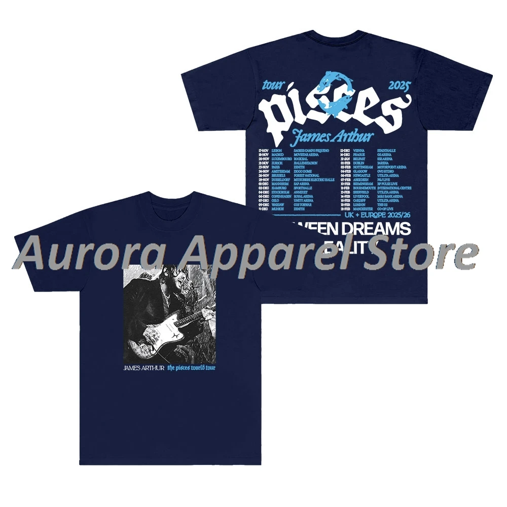 T-shirt Tournée The Pisces World Tour 2025 - Unisexe, Col Rond, Style Baseball Rétro