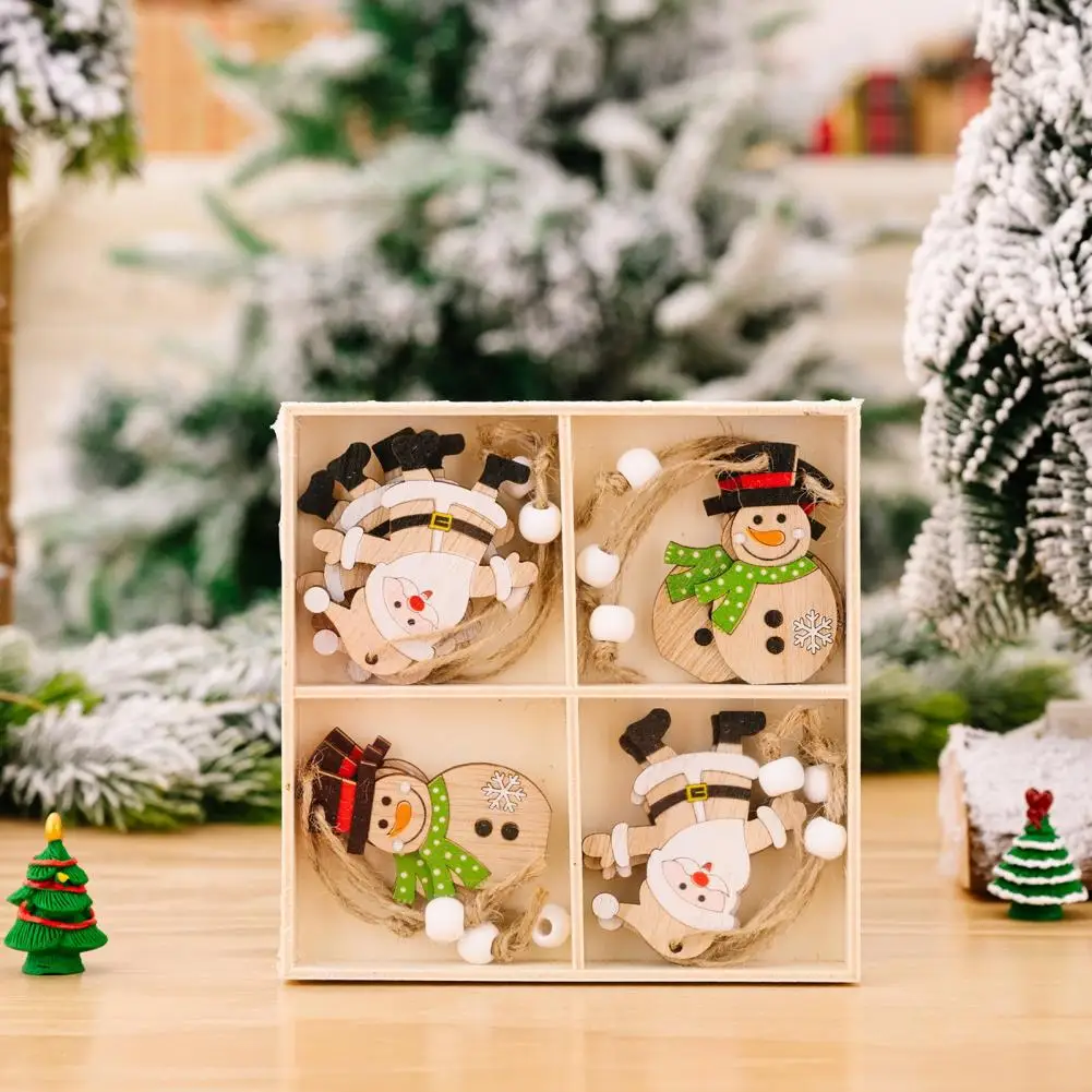 

Christmas Pendants Santa Pendants Whimsical Wooden Christmas Ornaments 12-piece Set of Snowman Santa Claus Deer for Xmas