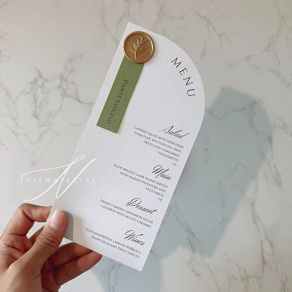 Half Arch Menu Wax Seal Menu Place Cards Printed arch wedding menu Wedding minimalist menu vellum card name