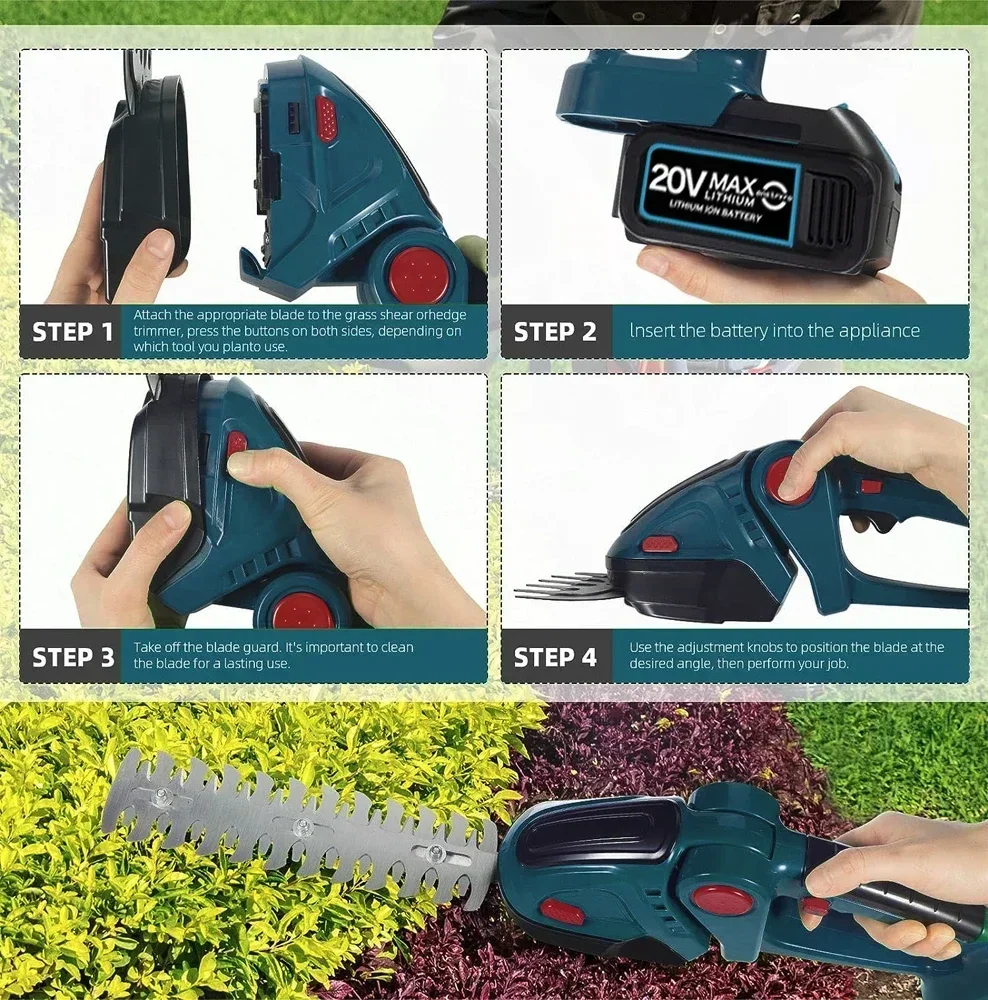 2 IN1 Electric Hedge Trimmer Pruning Saw Cordless Handheld Weeding Pruning Shear Shrub Mower Garden Tool For Makita 18V Battery 6