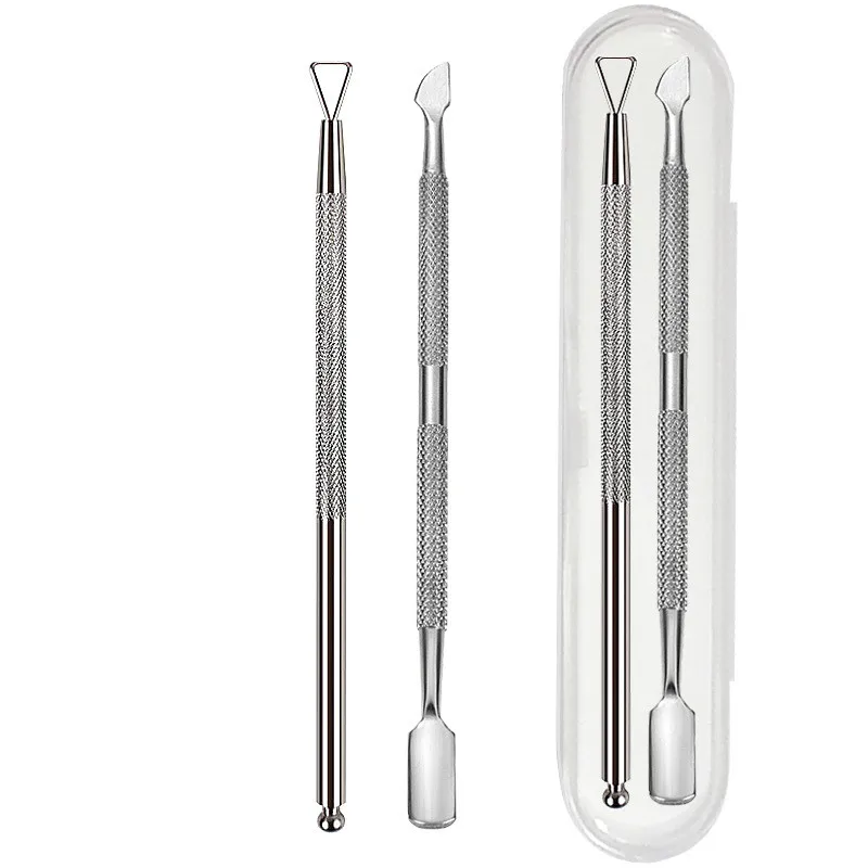Manicure Pedicure Tools 2pcs/set Nail Cuticle Pusher Dual-ended Finger Dead Skin Nail Push Stainless Steel Dead Skin Remover UV Gel Tools