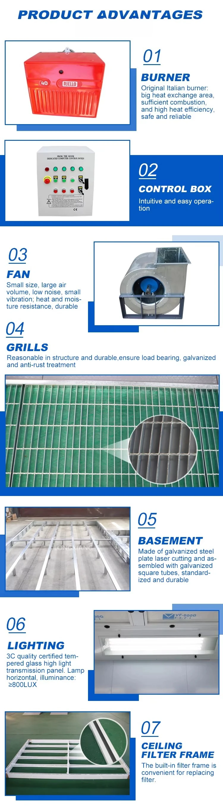 CE Certified Car Paint Booth LED Lighting with Lamps Electric Heating System for