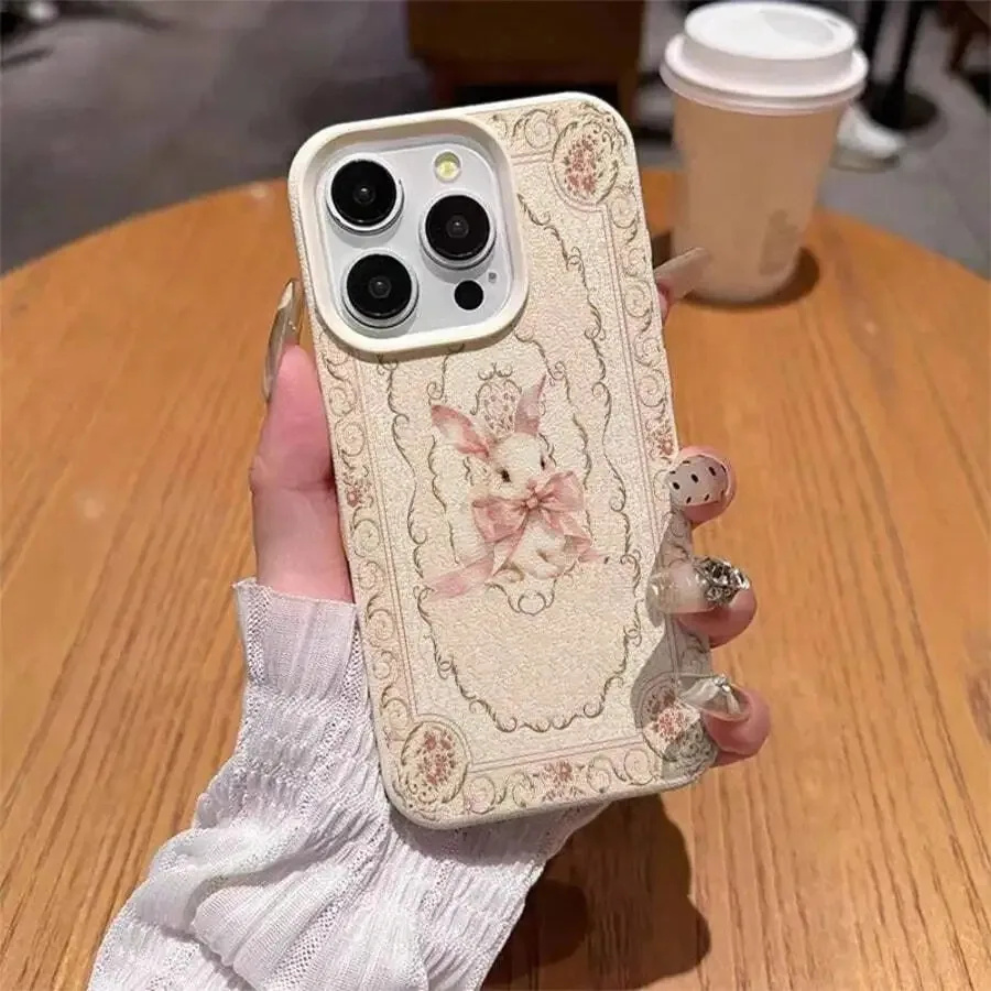 รูปสินค้า เคสโทรศัพท์ TPU ลายกระต่ายโบว์ชมพูหวาน ปกป้อง iPhone ได้ทุกรุ่น