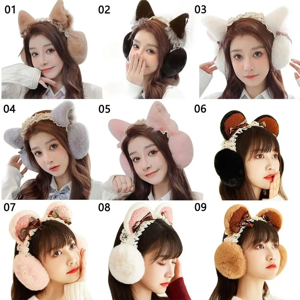 Fur Ear Cover Cat Ear Muffs Winter Cute Ear Warmer Earmuffs Soft Plush Earmuffs Lovely Women Girl Fleece Ear Warmer