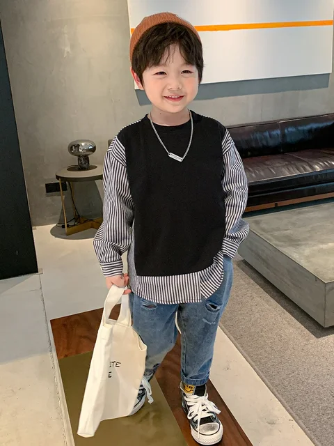 세련되고 편안한 남아 봄 가을 스웨터: 패션에 민감한 어린이를 위한 필수 아이템