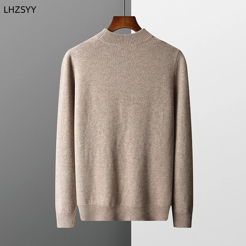 LHZSYY Men's 100%Cashmere Sweater Winter Half-Neck Thicken Pullovers Youth Casual Tops Diamond Knit Base Shirt Large Size Jacket 6