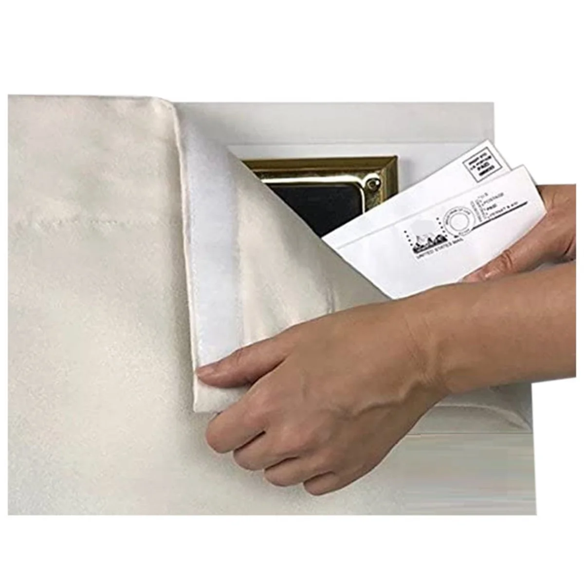 

Mail Catcher for Mail Slots. No More Mail on the Floor Reduces Drafts, Protects Privacy, and More,Beige