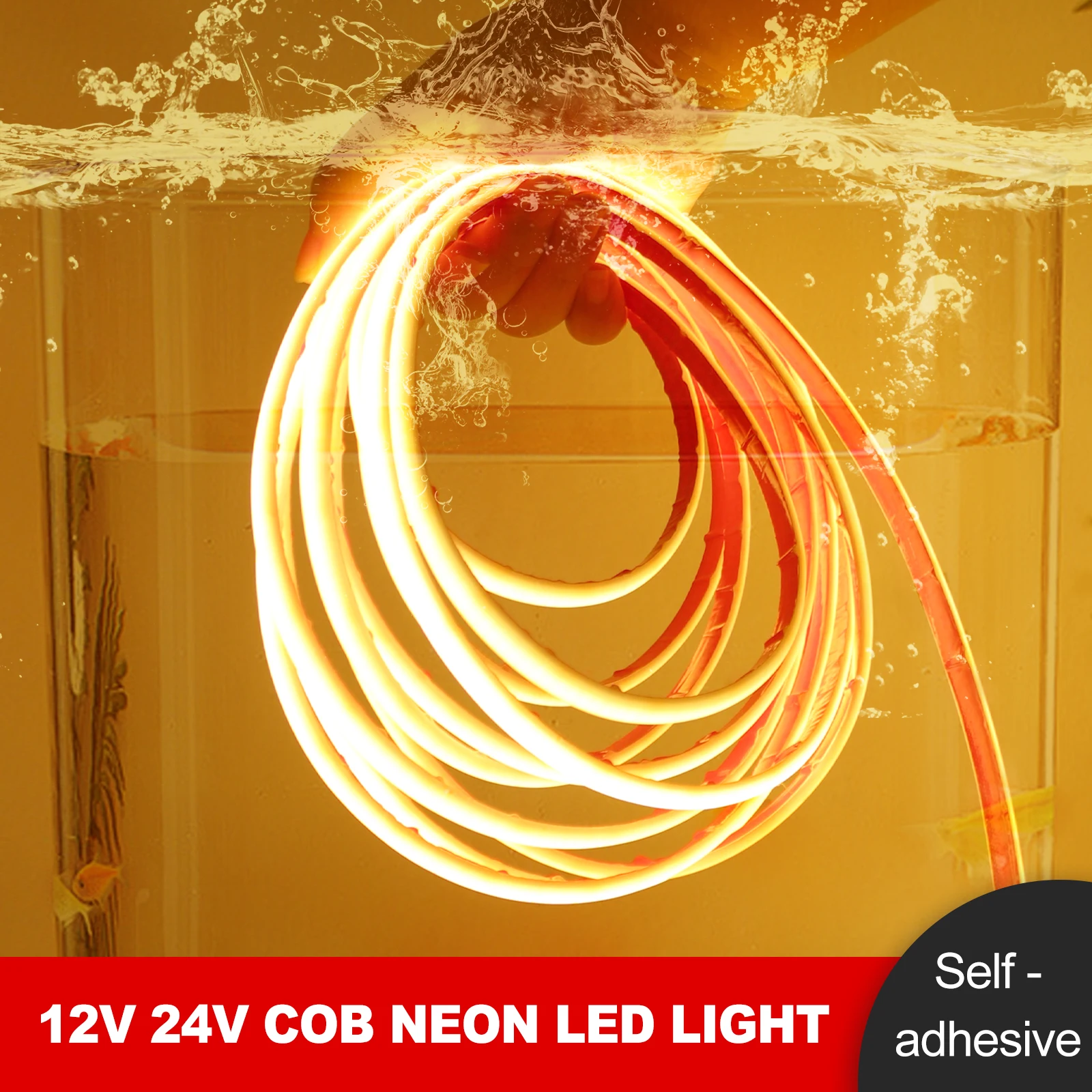IP68 Waterproof COB Neon Strip 12V 24V 320Leds/M White/Ice Blue/Pink/Yellow/Pink/Red Home Decor Flexible Ribbon Rope LED Light 3