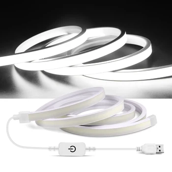 네온 USB LED 스트립 조명, COB 램프, 320LED/m 루반 LED, 침실 2M 3M 5M 티라 드 루즈, 크리스마스 방 장식, 11mm