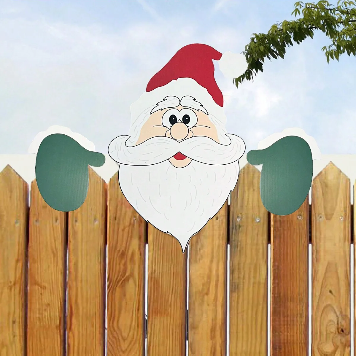 1pc Christmas Fence Ornaments Santa Clause Peeker Yard Ornaments Indoor Outdoor Ground Placard DIY Festival Gift