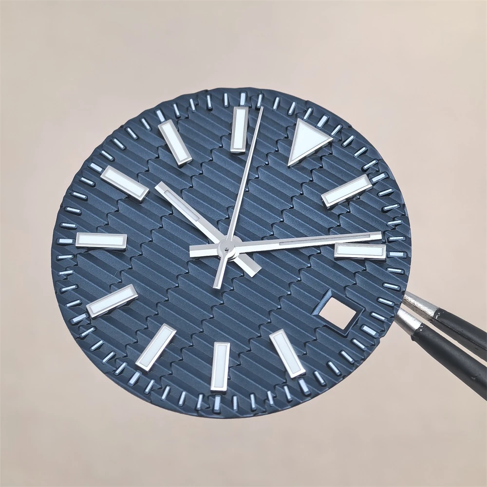 28.5mm Ice Blue Luminous Watch Dial Horizontal Logbook Modified Faces for Miyota 8215 2813 8200 821A ETA 2836 2824 Movement