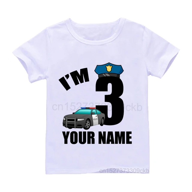 Anniversaire 3 ans voiture de police, officier de police t-shirt' T-shirt  Enfant