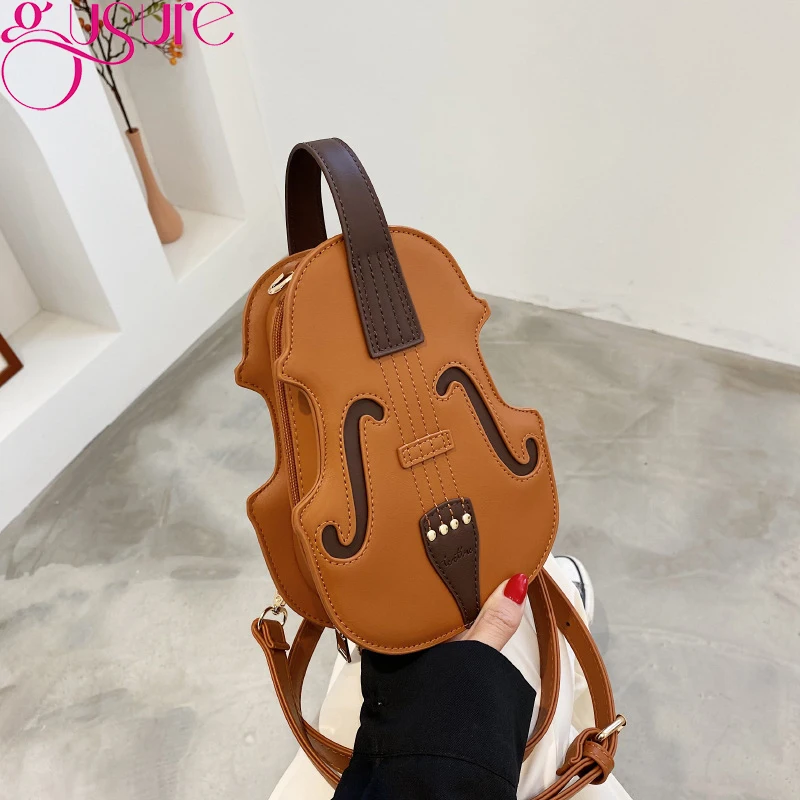バイオリン型レザーバッグ Vintage Violin Design Women Shoulder Bags PU Leather