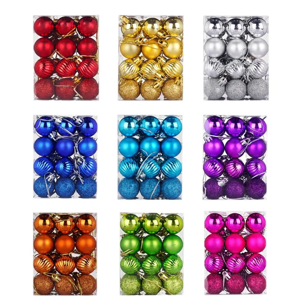 Description Picture 2 of itemChristmas Tree Balls 24Pcs/Box 30mm Small Bauble Hanging Home Party Ornament Decor Xmas Small Bauble New Year Supplies