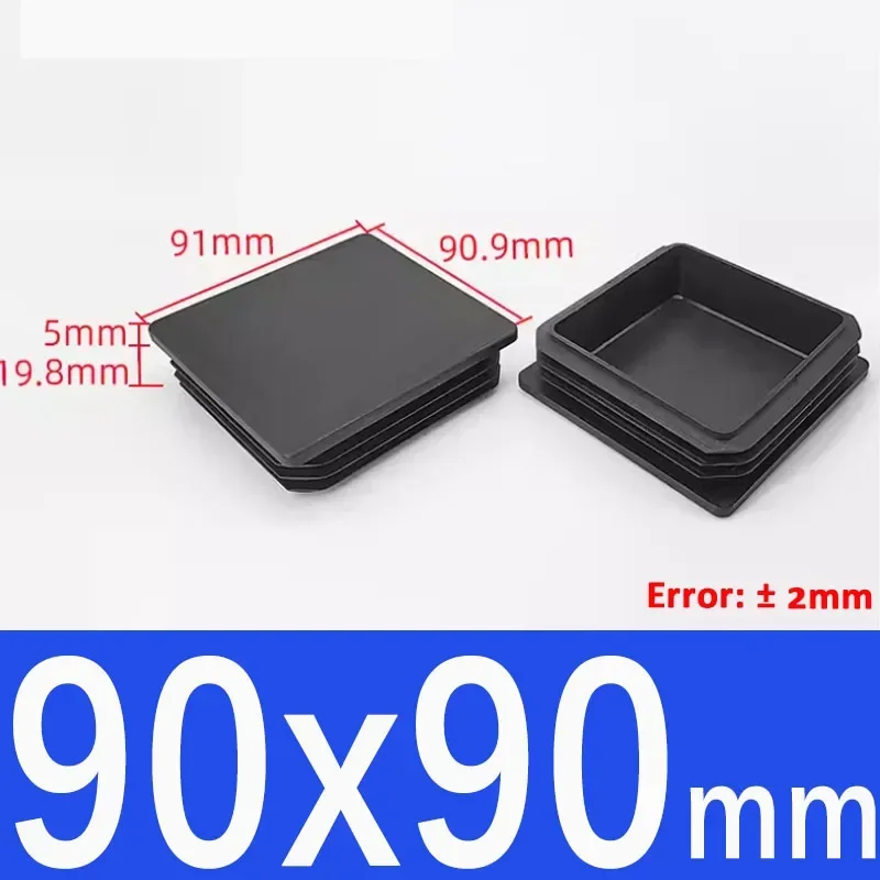 Black Square Plastic End Caps for Table or Chair Feet Protection