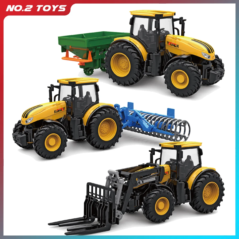 1/24 Tractor Model Set Farm Toys Newest High Quality Farming Simulator Sliding Car Engineering Vehicle Truck Gift for Children newest urban double decker open air bus toy pull back children s car alloy abs sightseeing car model toys for boys kids gifts