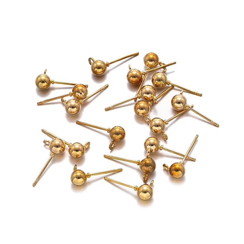 50Pcs 3/4/5mm Gold Silber Ohrring Pin mit Loch Ball Ohr Haken Mit Sling Nadel für DIY Schmuck Machen Erkenntnisse Zubehör – Detail 2