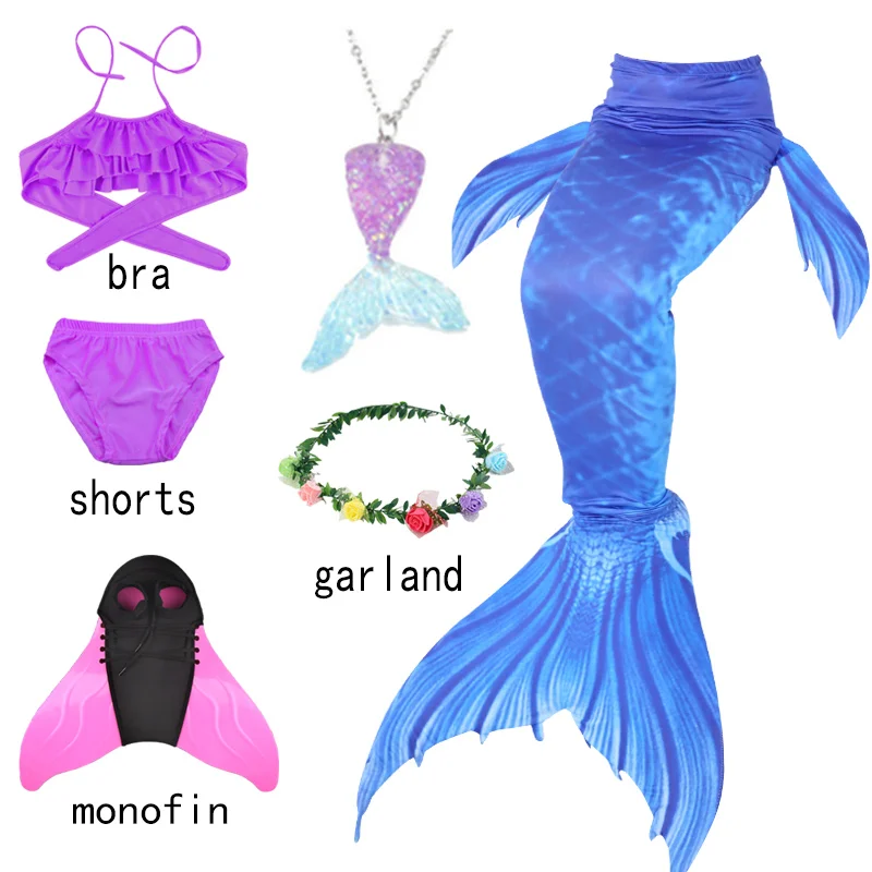 

Girls Mermaid Tails for Beach Swimsuit Cosplay Mermaid Tails Swimming Costume with Monofin Party Swimwear Sets