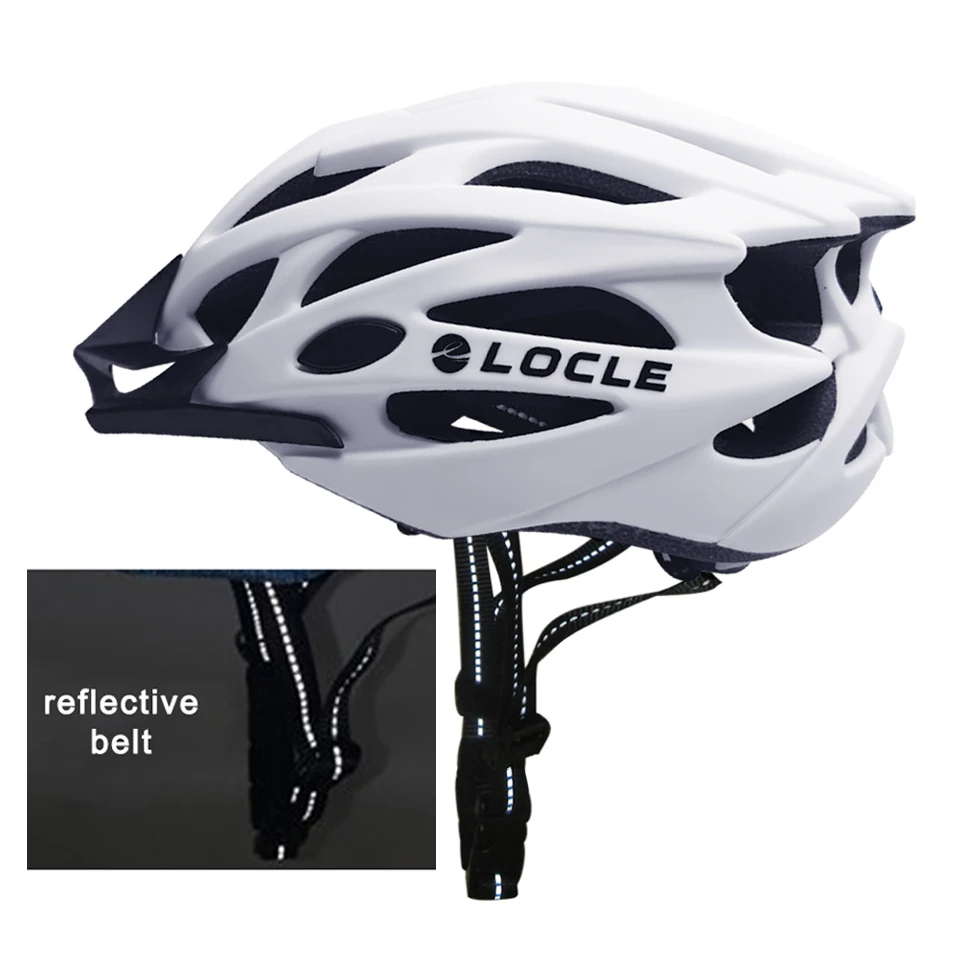 LOCLE Cycling Helmet With Magnetic Photochromic Lenses Road Mountain Bicycle Helmet In-mold Bike Helmet Magnetic Goggles Visor