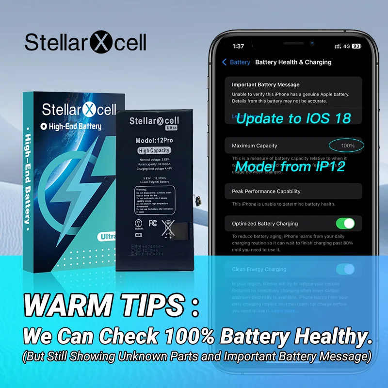 Battery StellarXcell Ultra Original High capacity Cell For iphone 7037 TI 11 Xs 12pro 13 mini14 15promax ip7 ip8 Xr 14PLIUS 1