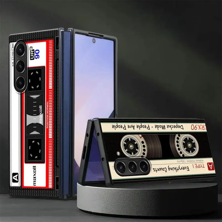 Vintage Tape Camera Back Phone Cover Case for Samsung Galaxy Z Fold 7 6 5 4 3 ZFold6 ZFold7 ZFold4 ZFold3 ZFold5