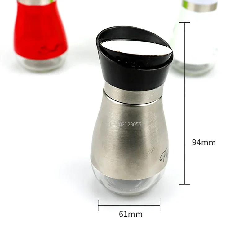 1PC Seasoning Shaker Glass Bottles Spices Storage Barbecue Condiment Jar Salt Pepper Boxes for Kitchen Gadget Tools Organizer