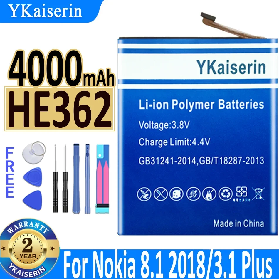 

4000mAh YKaiserin Battery HE362 High Capacity Batterij For Nokia 8.1 2018 3.1 Plus Replacement Battery + Track Code Bateria