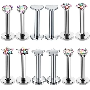 12PCS/Set Ab Labret Piercing Stud Set Crystal Lip Labret Studs Bulk Zircon Tragus Piercing Pack Cartilage Earring Lots Jewelry