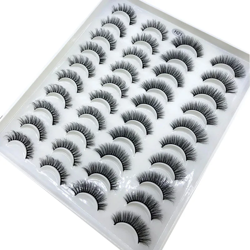 20 Paar 3D-Faux-Nerzwimpern, natürliche falsche Wimpern, dramatisch, flauschig, weich, dünn, Volumen, Kreuz, wiederverwendbare Wimpern-MaKeup-Tools – Detail 22