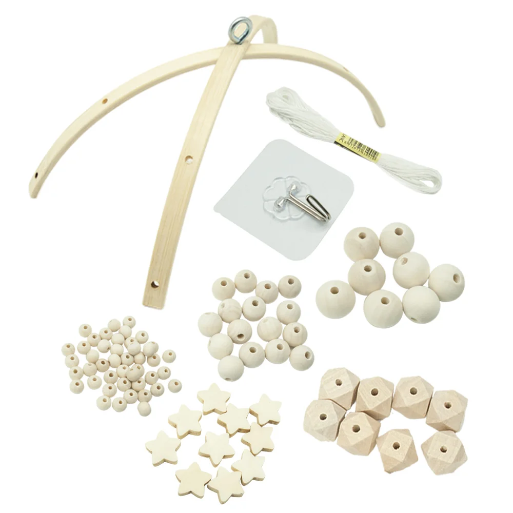 

Набор аксессуаров для детской кроватки, «сделай сам», подвесные колокольчики из дерева, с пятью звездами, для детской кроватки