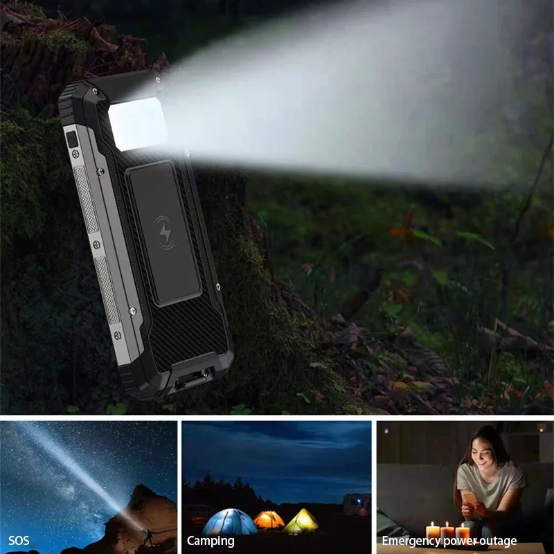 50000mAh Solar Power Bank Ultra Capacity USB 4 in1 Super Fast Charging USB TypeC LED Light Outdoor Power Bank For iPhone Samsung 5