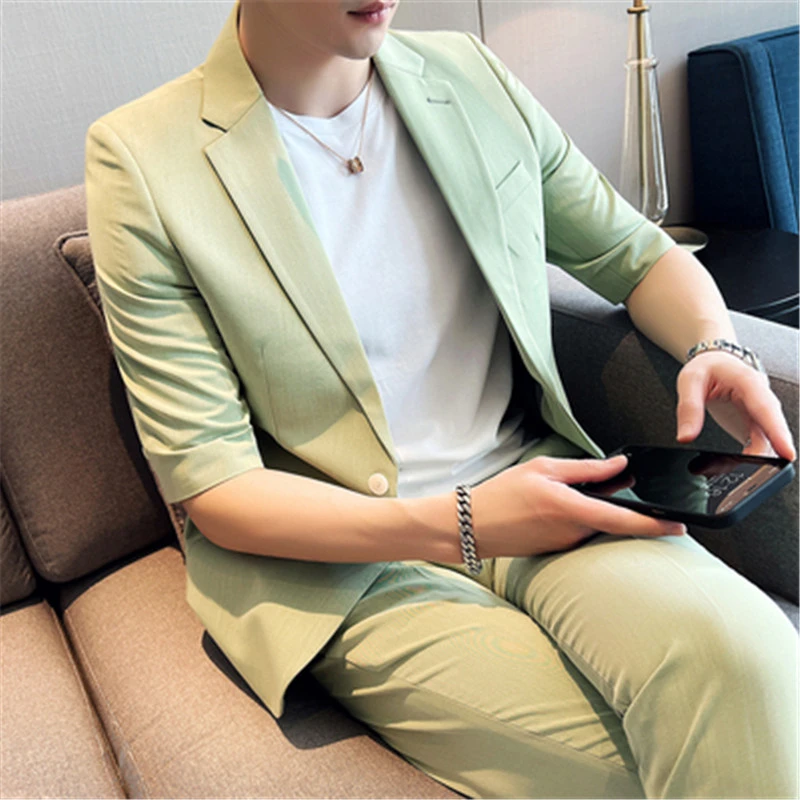 Half Sleeve Mens Suits with Pants 