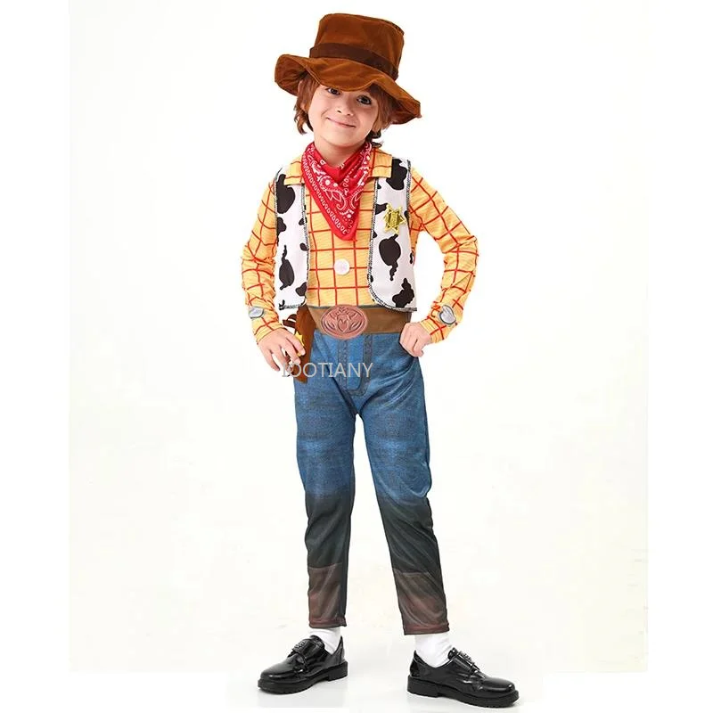 

2024 Woody Pride Cosplay Child Cowboy Bodysuit Woody Costume Kids Anime Toy Story Sheriff Clothes Halloween Carnival Costumes