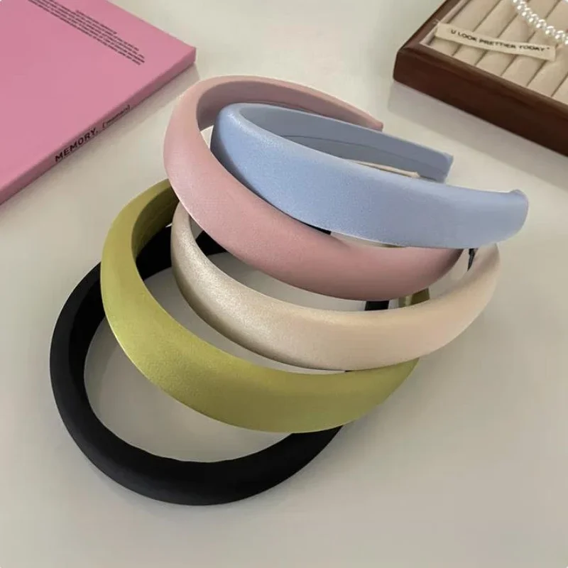 3CM Fashion Women's Headbands Sweet Solid Color Sponge Padded Hairbands Lady Girls Daily Press Hair Hoop Accessories
