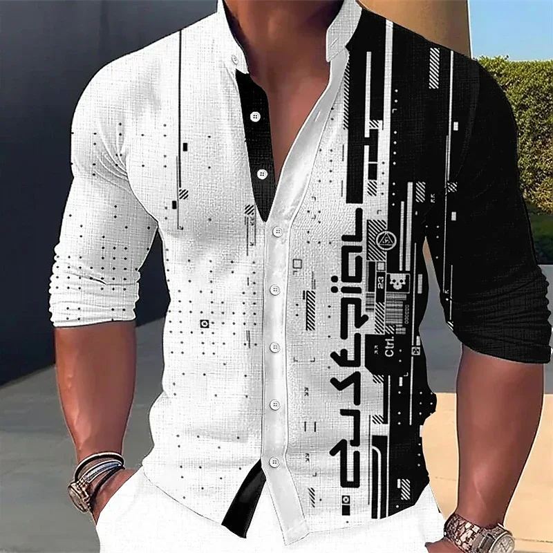 

Light Luxury Fashion 2024 Men's Shirts Single Breasted Shirts Pattern Printed Long Sleeve Tops Men's Clothing Prom Cardi