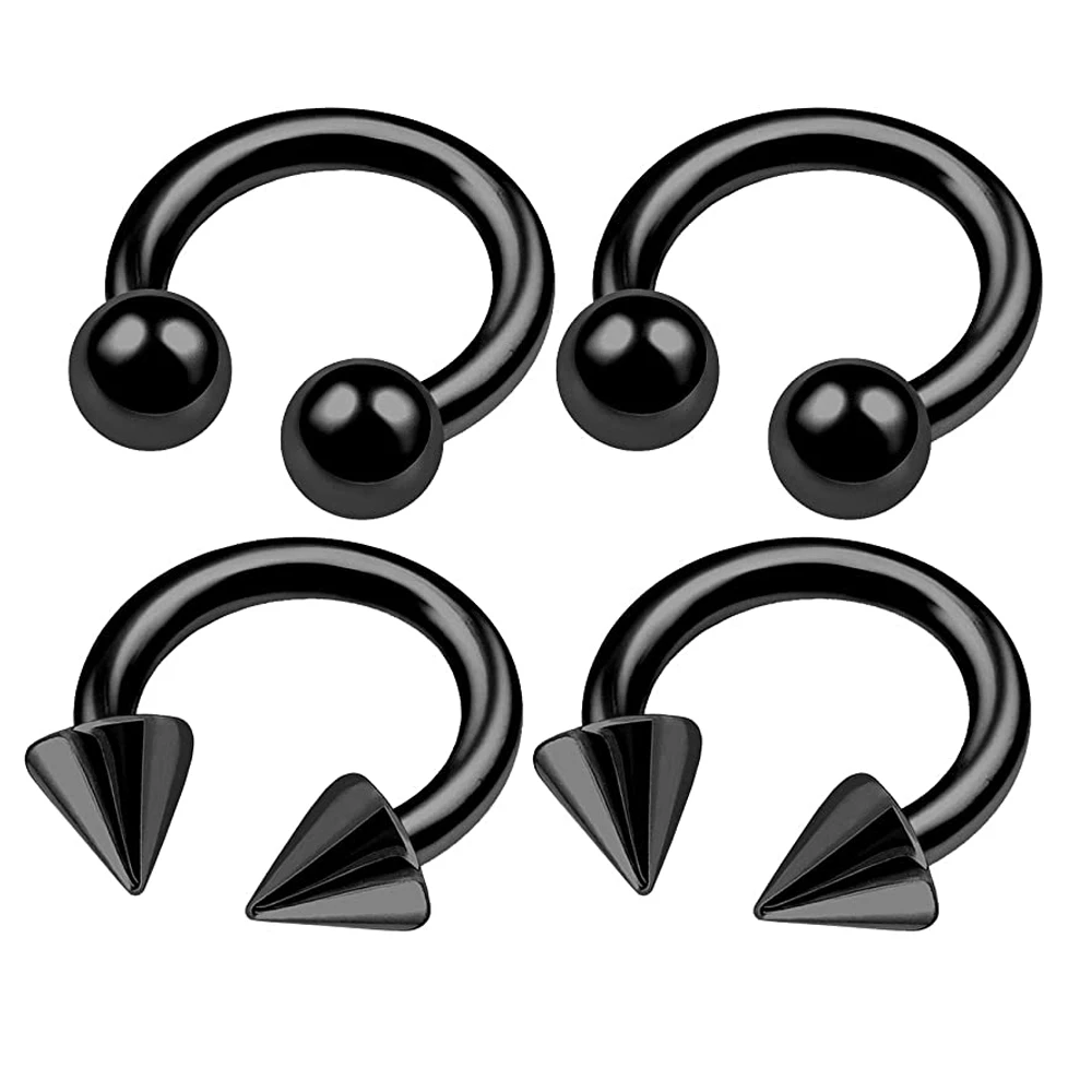 WKOUD 4Pcs Anodized Cartilage Horseshoe Hoop Piercing Jewelry Tragus