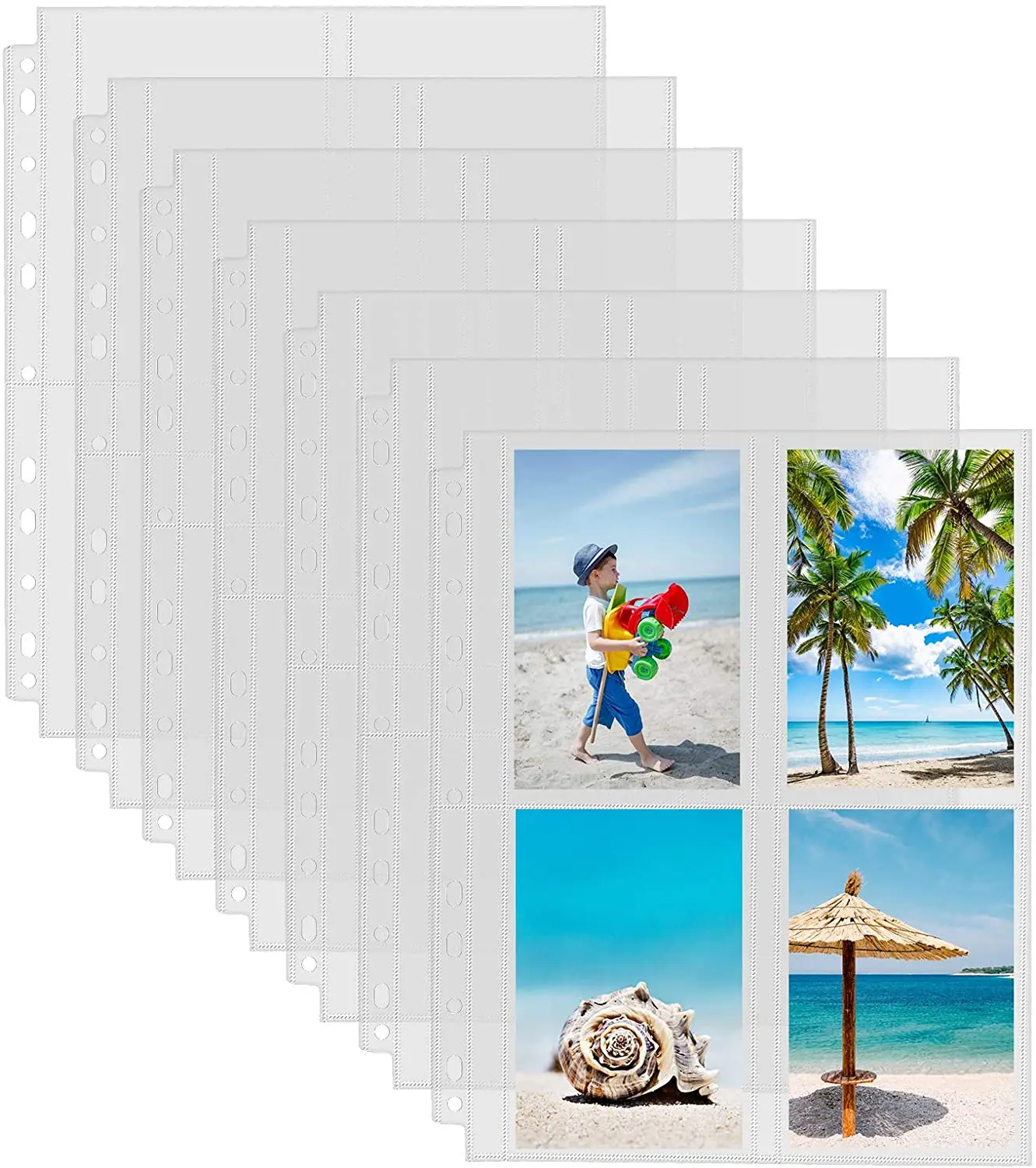 10 Pack DIY Photo Page Protector Plastic Clear Album Sleeves for 11 Ring Binder 2/4/9 Pockets Per Card Book |