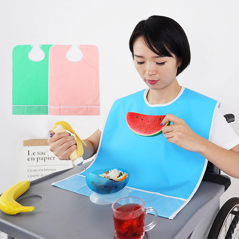 

1pc Adult Bib Protector Bibs Mealtime Waterproof Eating Clothing Apron Reusable Elderly Protectors Aid Scarf Adults Unisex Bib